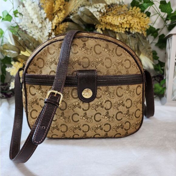 Authentic CELINE C Sulky Pattern Shoulder Bag Beige/Brown - Picture 3 of 17